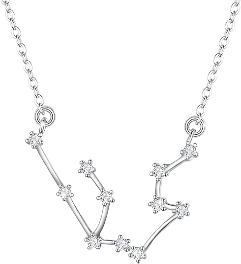 925 Sterling Silver Necklace Gifts for Mom Women Constellation Zodiac 12 Horoscope Astrology CZ Pendant Mothers Day/Valentines Day/Birthday/Christmas/Anniversary