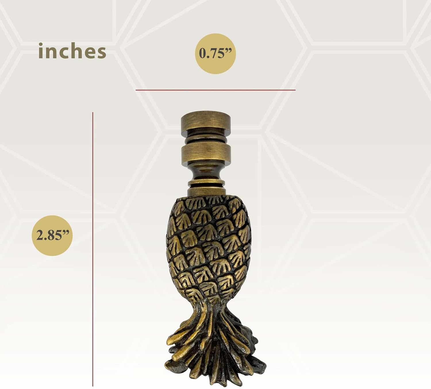 Royal Designs, Inc. Trendy Resort Pineapple Finial with Fan Pull Chain, Antique Brass - Pack of 2