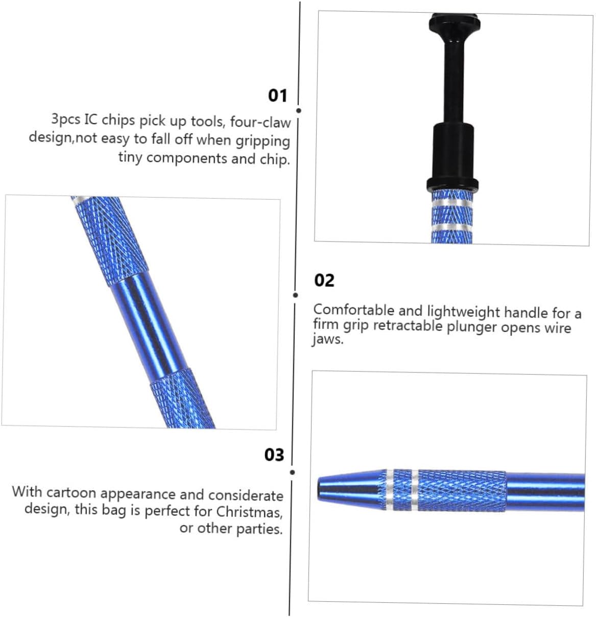 3pcs Precision Grabber Kit Ic Extractor Tool for Chip Picker Component Extractor