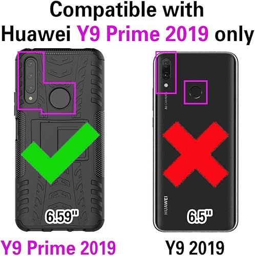 Miniatura 2 de Asuwish compatible con Huawei Y9 Prime 2019 funda y protector de pantalla de vidrio templado Accesorios de doble capa de cuerpo completo híbrido