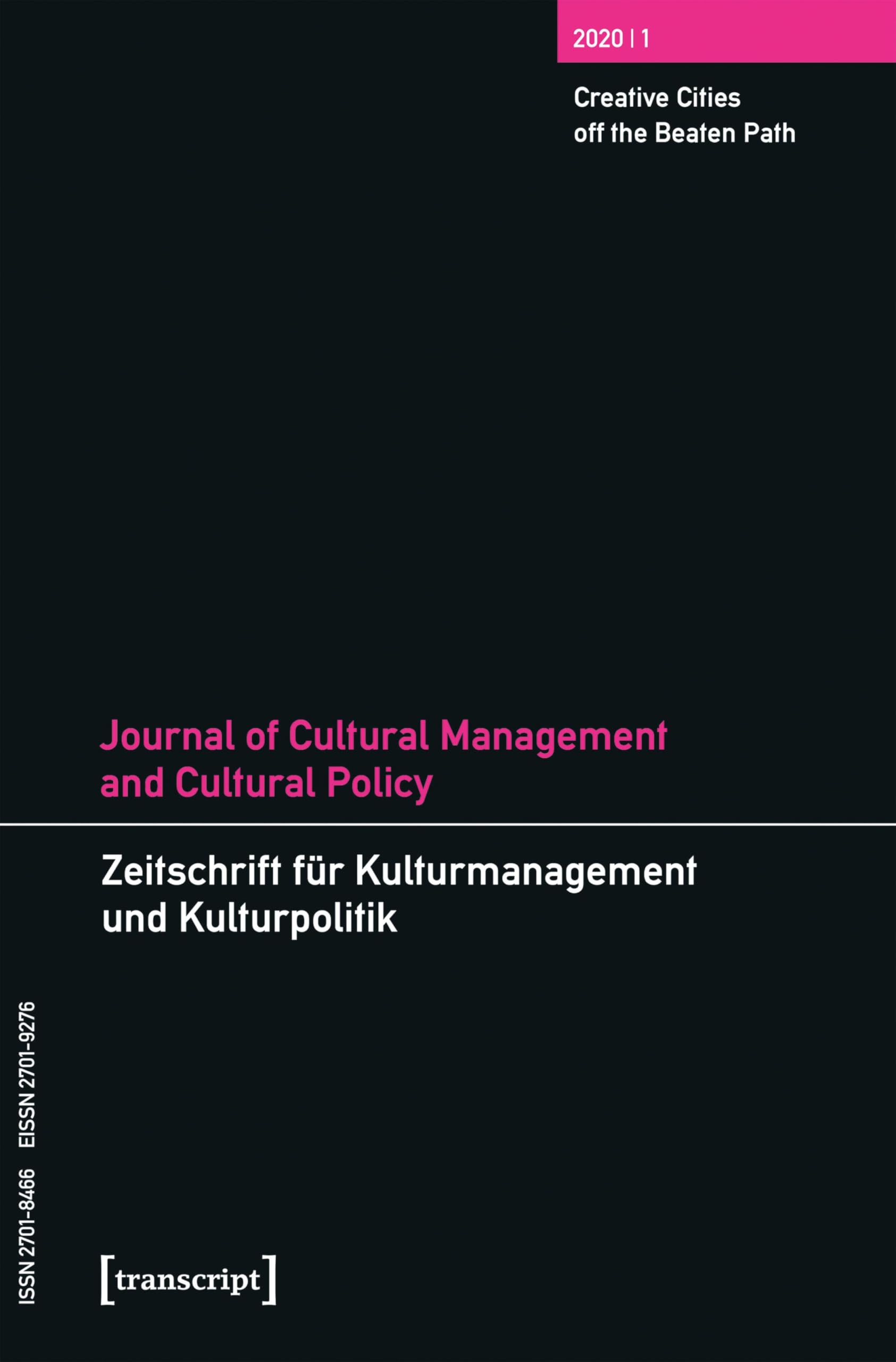Journal of Cultural Management Vol 6 Issue 1 revue politique culturelle