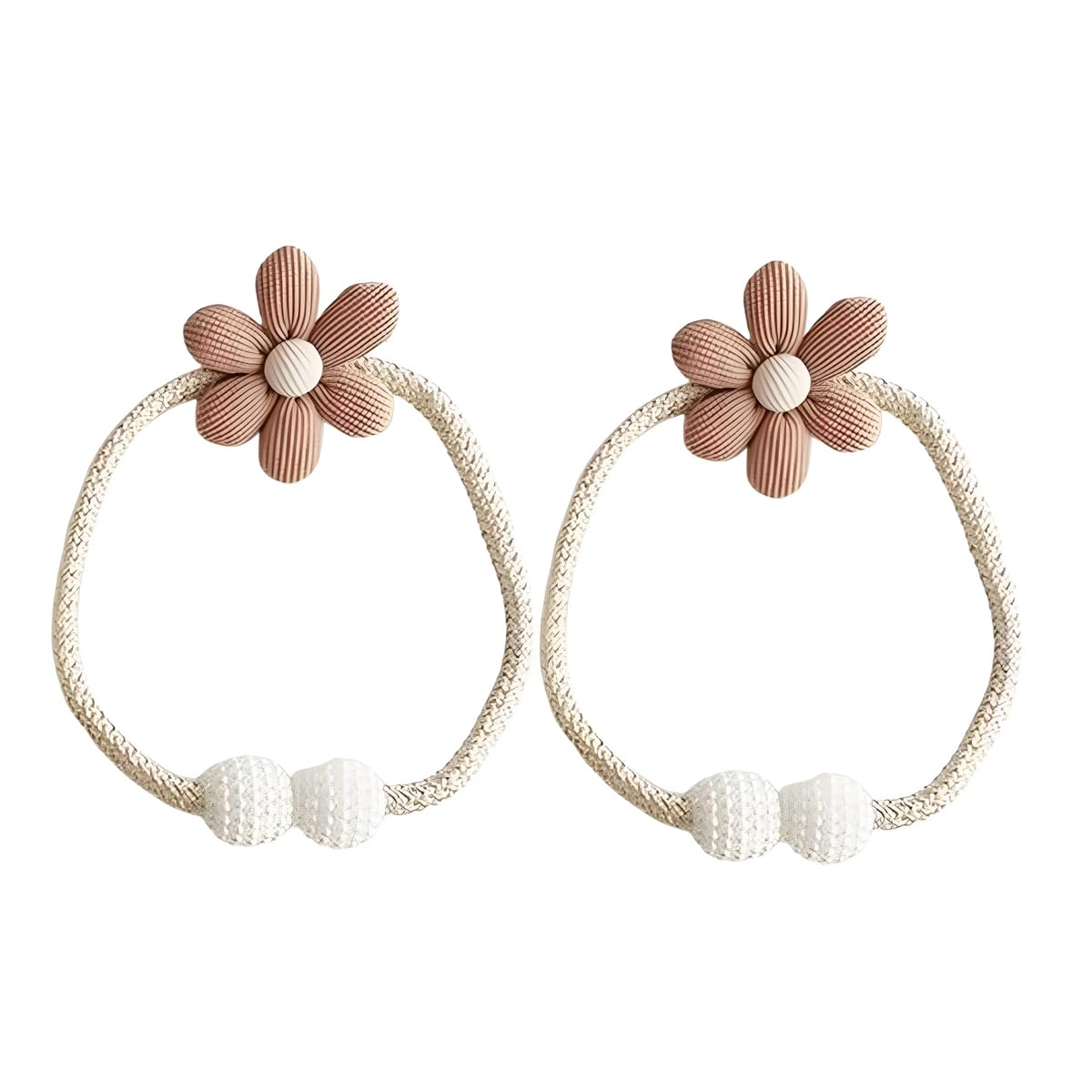 Arfuka Brown Flower Rope Curtain Tiebacks Decorative Drapery Holdbacks No Tools Required For Home, Cafe, Balcony Pack Of 2
