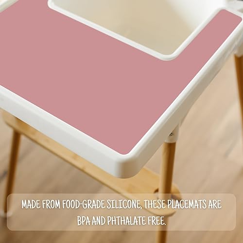 Miniatura 3 de Mantel individual para silla alta, paquete de 2 unidades, resistente a las manchas, antideslizante, de silicona, para silla alta, mantel individual