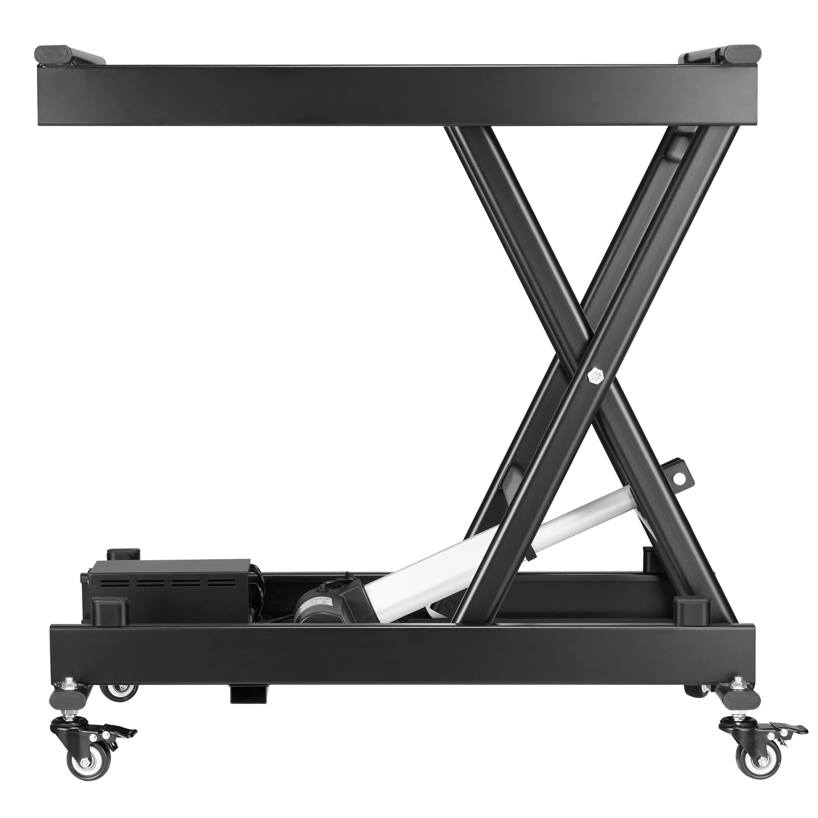VEVOR Mesa Elevadora Eléctrica de Tijera Simple con Capacidad para 150 kg, Altura de Elevación de 200-710 mm, Mesa Elevadora de Café con 4 ruedas, para Manipulación y Transporte de Materiales, Negro