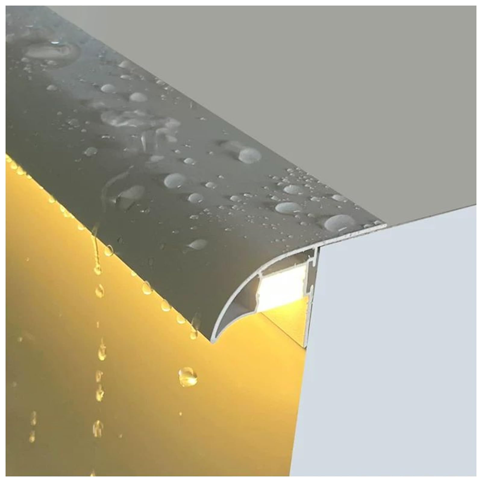 LXLZYXSF Exterior Drip Edge Flashing Building Trim with LED Light Channel, Roof Eaves Rain Diverter for Parapet Wall Protection, Metal Profile(Gray L-125cm/4.1ft,8 Pack)
