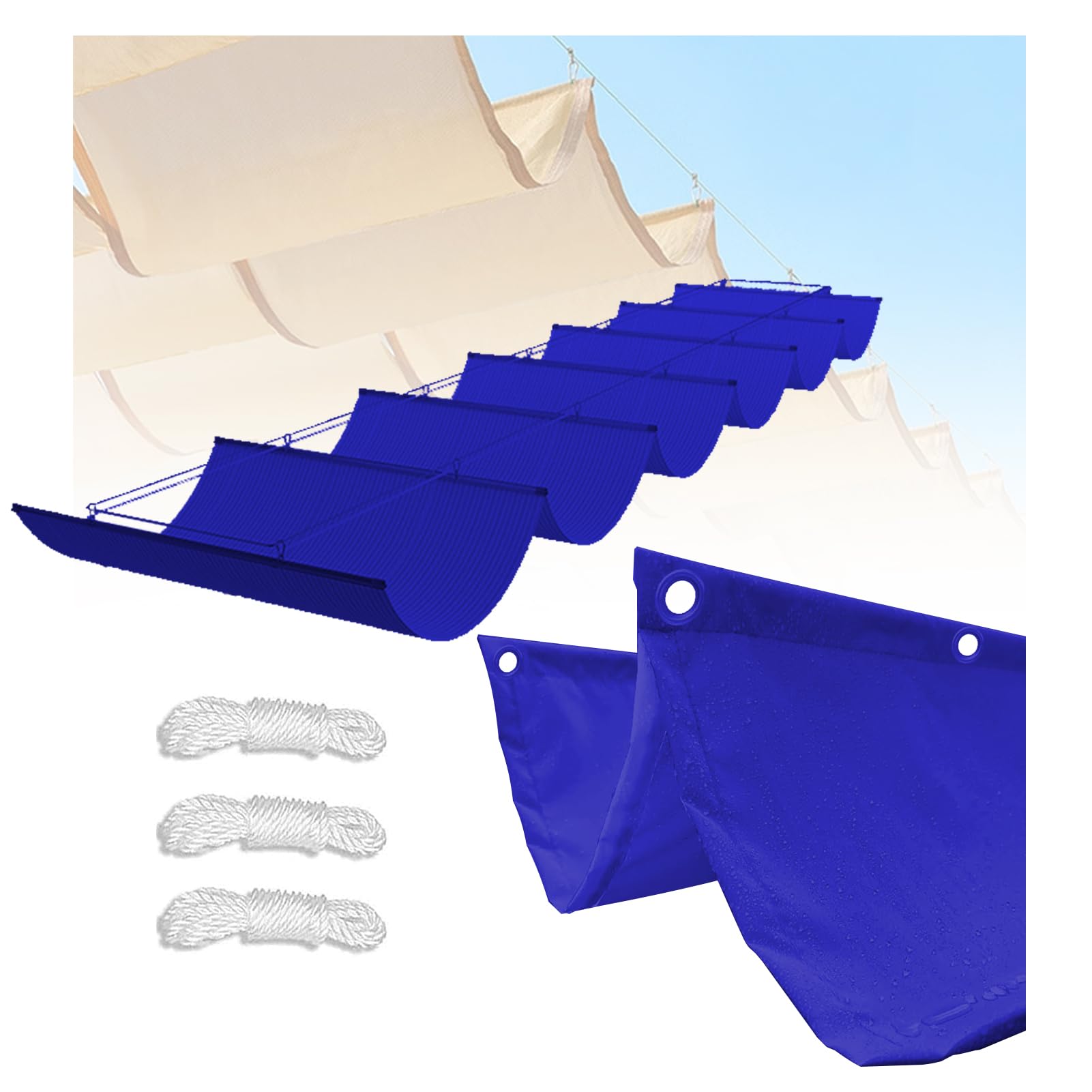 Telone parasole retrattile impermeabile, 1 x 4 m, protezione UV, grande parasole per esterni, patio, giardino e feste, baldacchino rinfrescante blu scuro per l'estate
