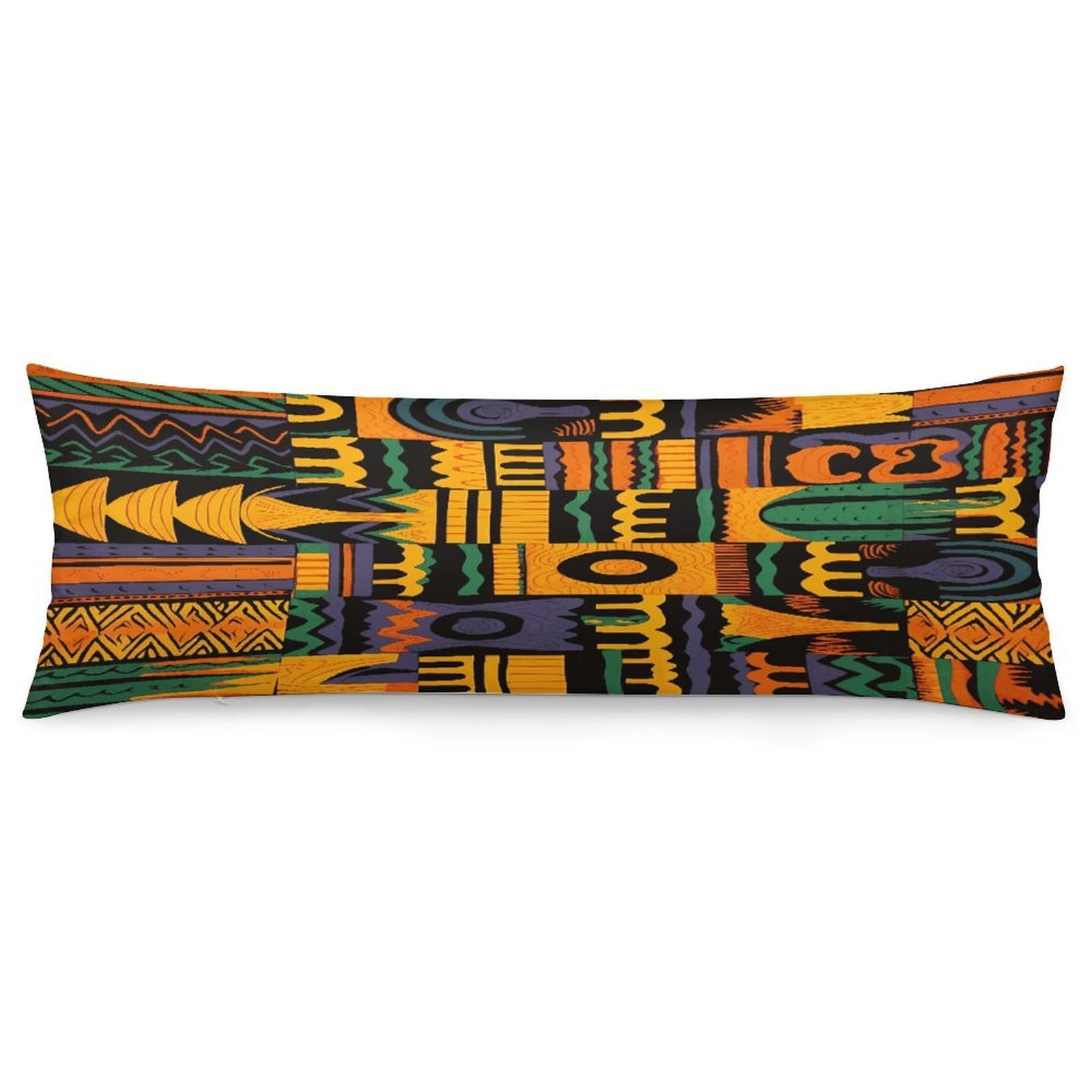 African Ethnic Pattern1 Pillowcase Long Body Pillow Cover Soft Decorative Body Pillow Case Breathable Large Pillowcase Cute Cozy Pillow Protector for Bed Sofa Couch Room 18.9 X 53 Inch