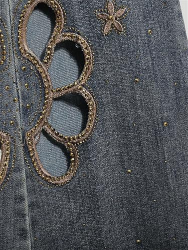 Women's Jeans High Waist Straight Hollow Out Denim Trousers Fashion Spring Trousers4