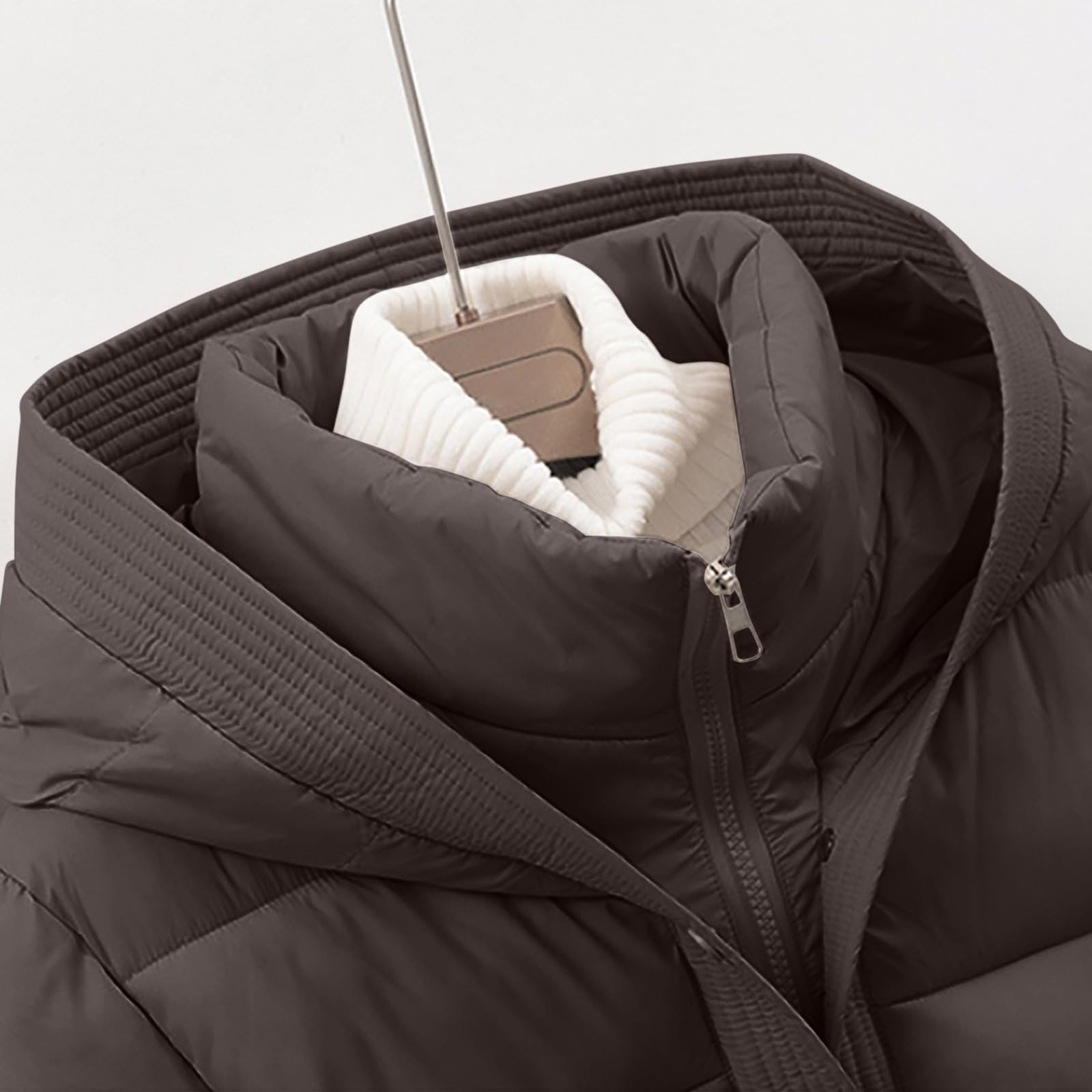 Winterjacken für Damen, kurze Steppjacke mit Gürtel, lässig, langärmelig, gepolsterter Daunenmantel, warme Oberbekleidung