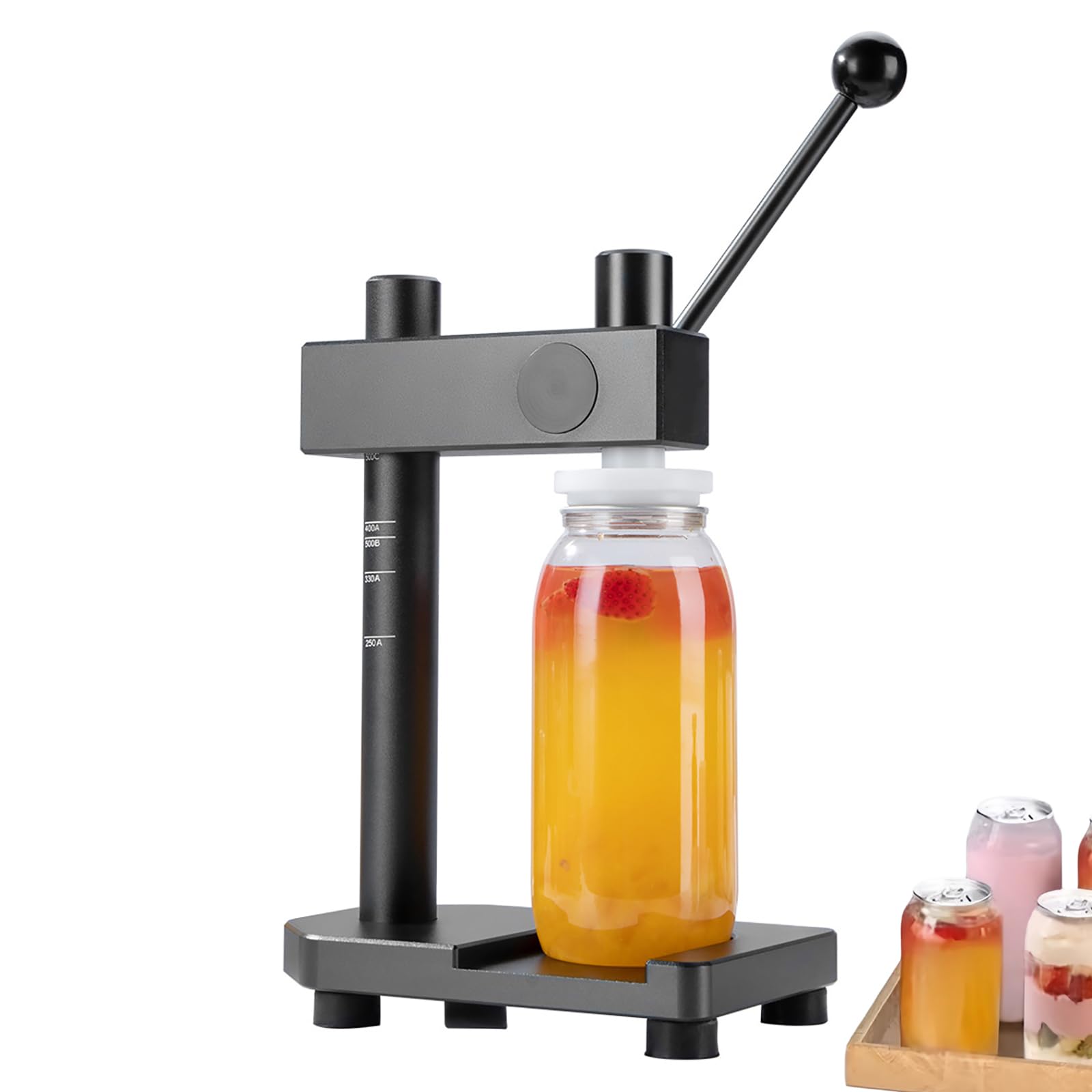 Sigillatrice manuale per lattine, sigillatrice manuale per lattine di soda con regolazione in altezza, adatta per lattine da 250/330/400/500/650 ml e barattoli da 51 mm, alluminio aerospaziale leggero