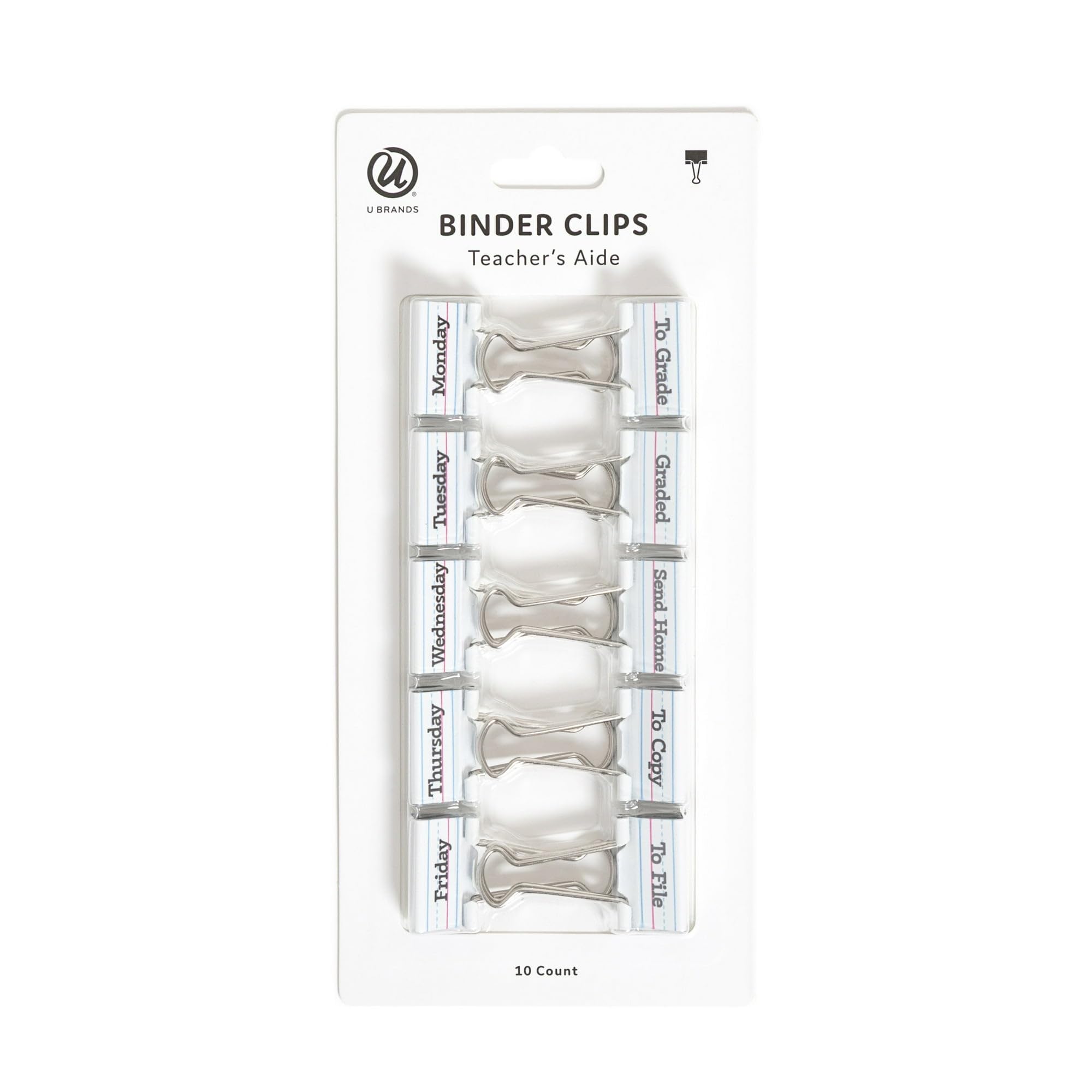 U Brands Teacher Medium Binder Clips, 10 Count