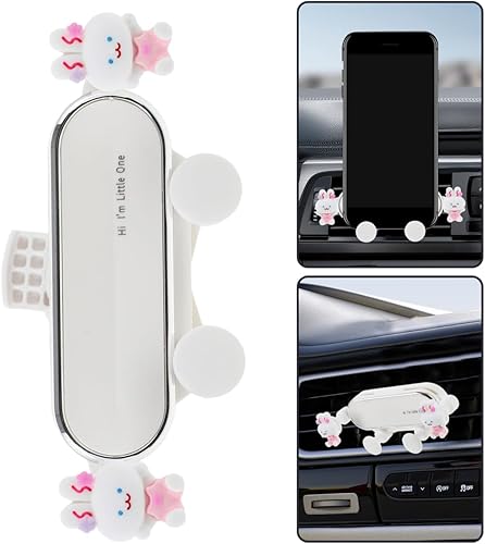 Miniatura 7 de EXCEART Lindo escritorio Zodiac Rabbit Car Phone Holder Cute Bunny Soporte de teléfono para ventilación de aire, soporte de teléfono para teléfono