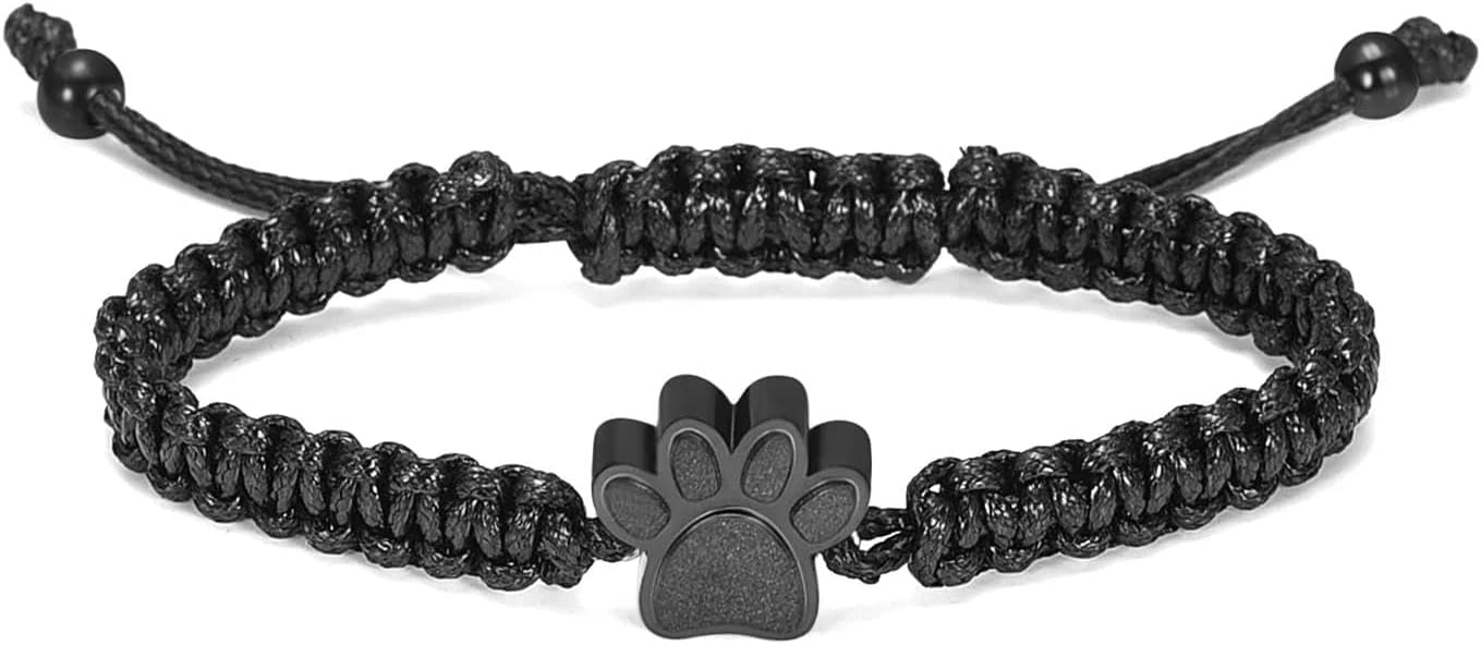 Cremation Bracelet for Pets Ashes - Dog Paw Pendant Bangle Stainless Steel Memorial Urn Jewelry-Colorful