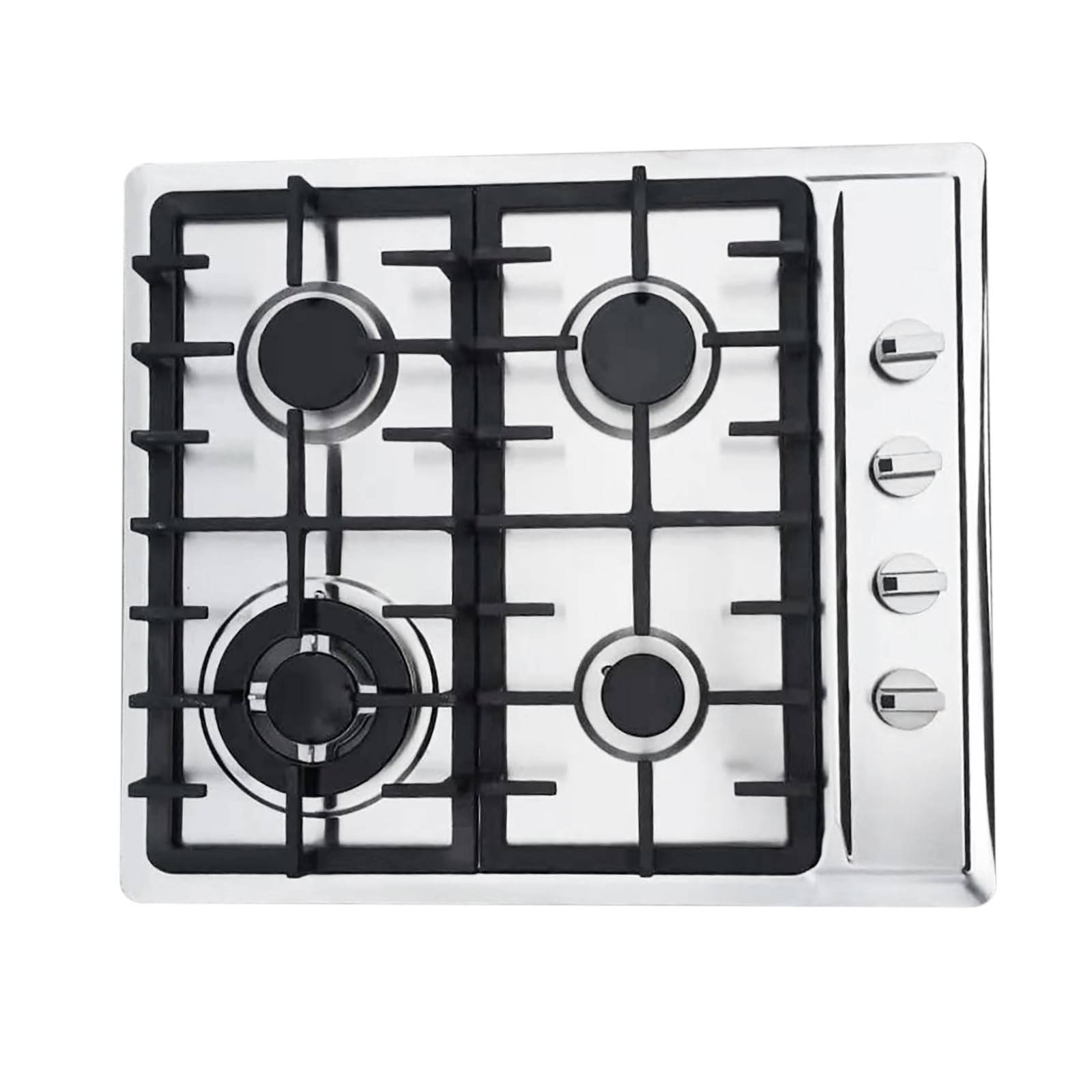 4 Burner Built In Gas Stove Propane Natural Lpg Countertop Cooktop Dual Fuel Sealed Burners Stainless Steel Cooker High-Powered Energy Saving Safe Ignition Multitask Operable For Homes Hotels