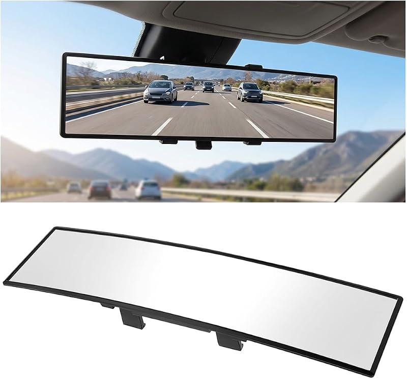 Espelho retrovisor interno panorâmico Ziquruv com presilhas – Branco