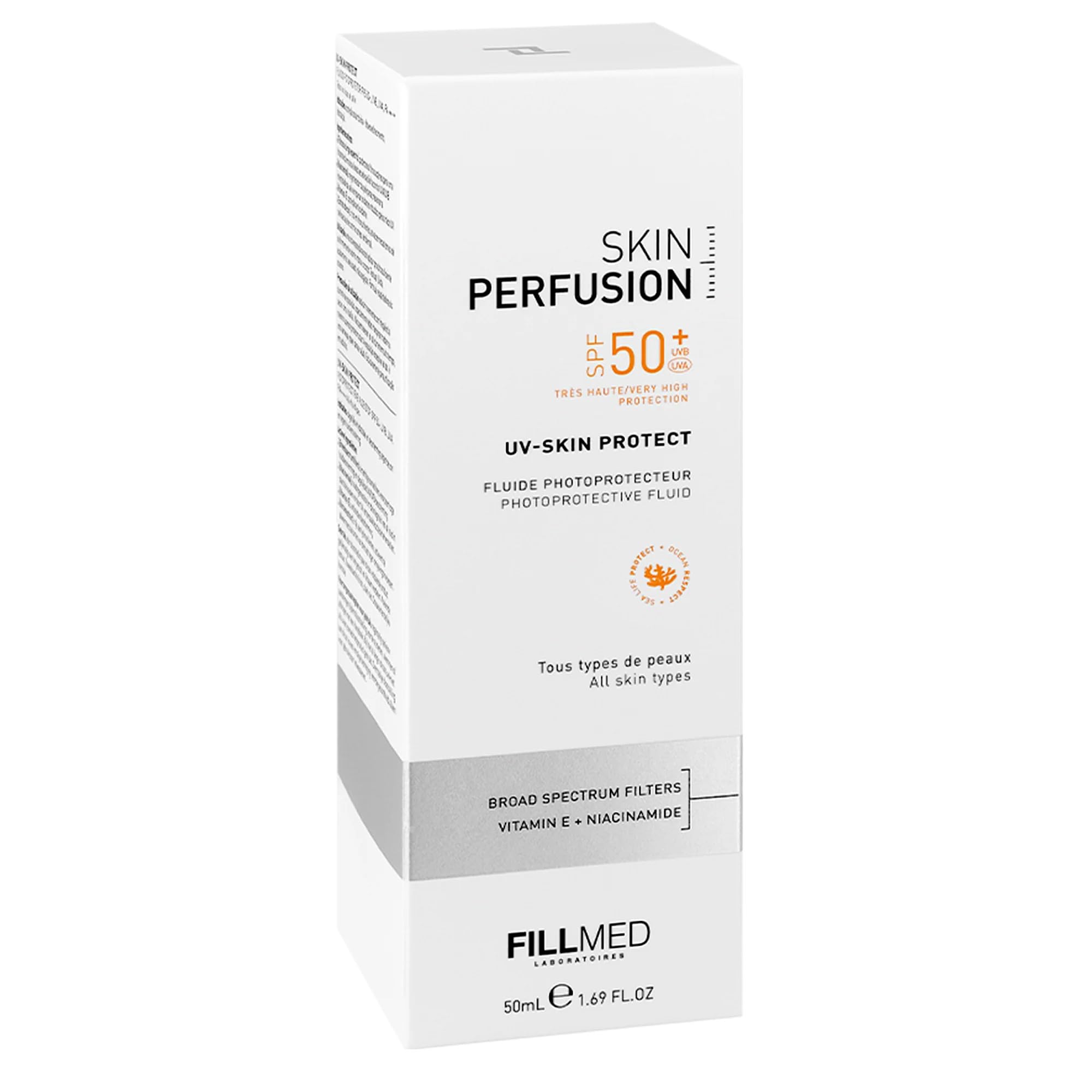 Fillmed Skin Perfusion UV Skin Protect SPF 50+ 50 ml, Sonnenschutzcreme mit hohem Schutz für das Gesicht, leichter Textur und mattem Finish