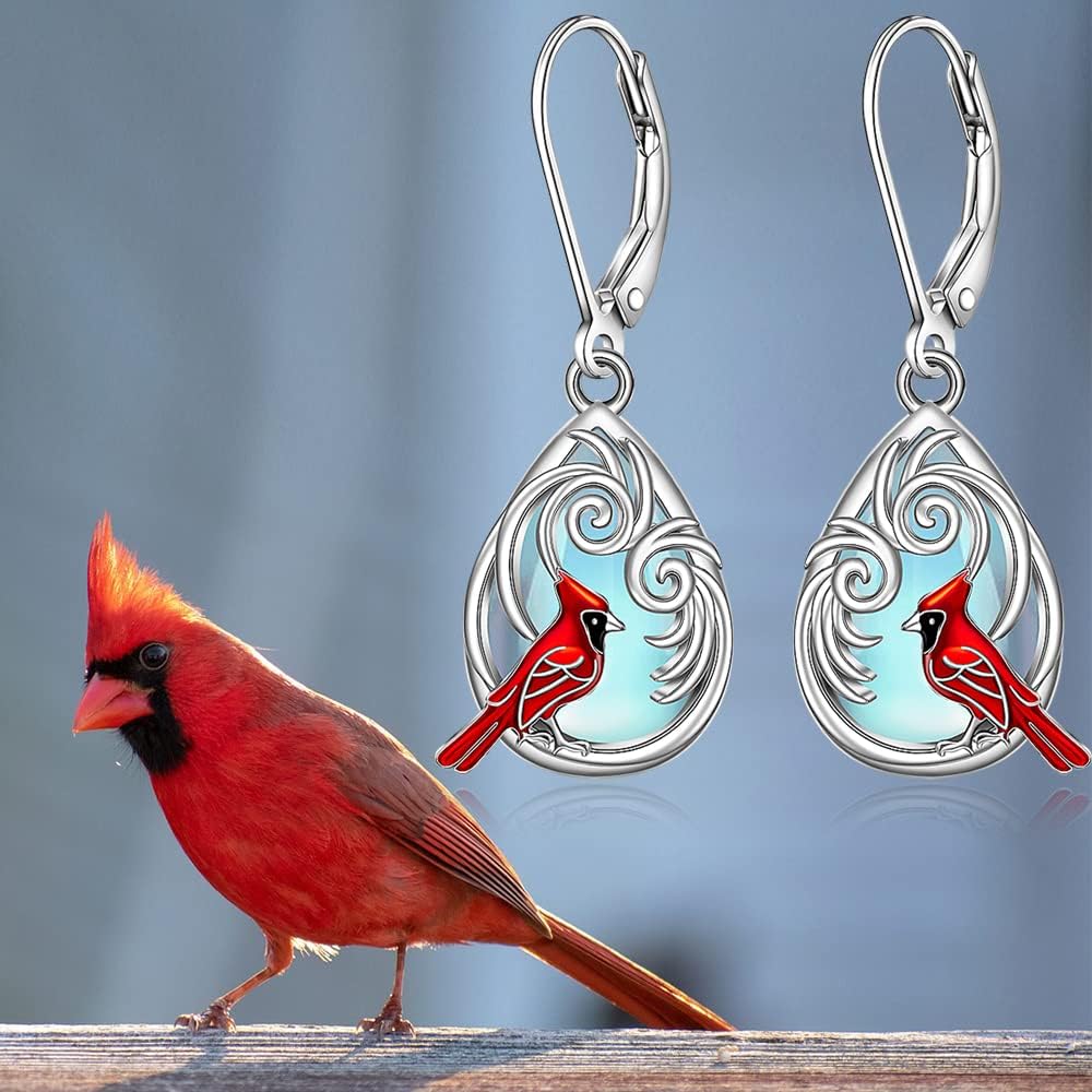 Cardinal Earrings for Women Red Cardinal Earrings Dangle Sterling Silver Bird Cardinals Jewelry Memorial Mothers Day Gifts - Image 6