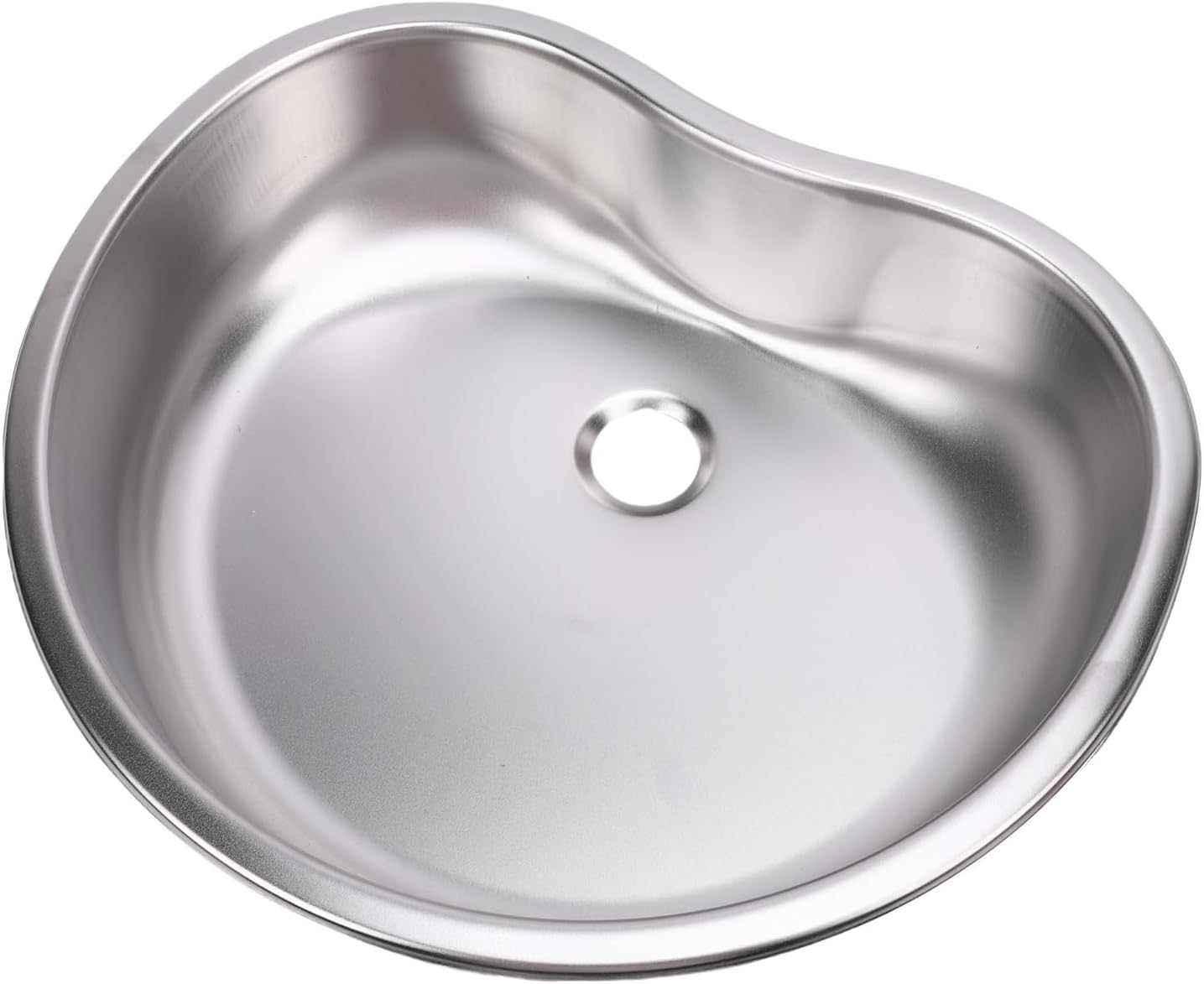 Stainless Steel Bar Sink, 304 Polished Brushed Heart Shaped Drop In Sink with 40mm Drain Outlet, for RV Kitchen Camping Boat Motorhome