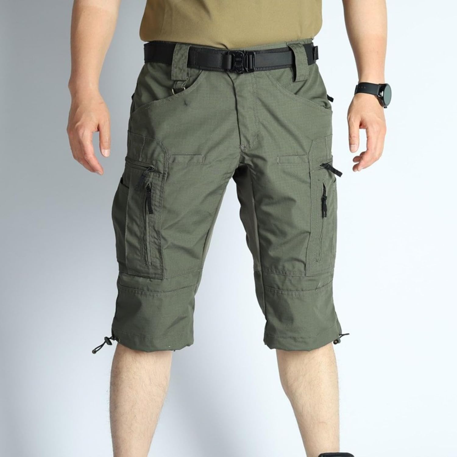 Men's Casual Tactical Shorts Stretch Outdoor Flat Front Long Cargo Rip Stop Work Shorts, M-3XL