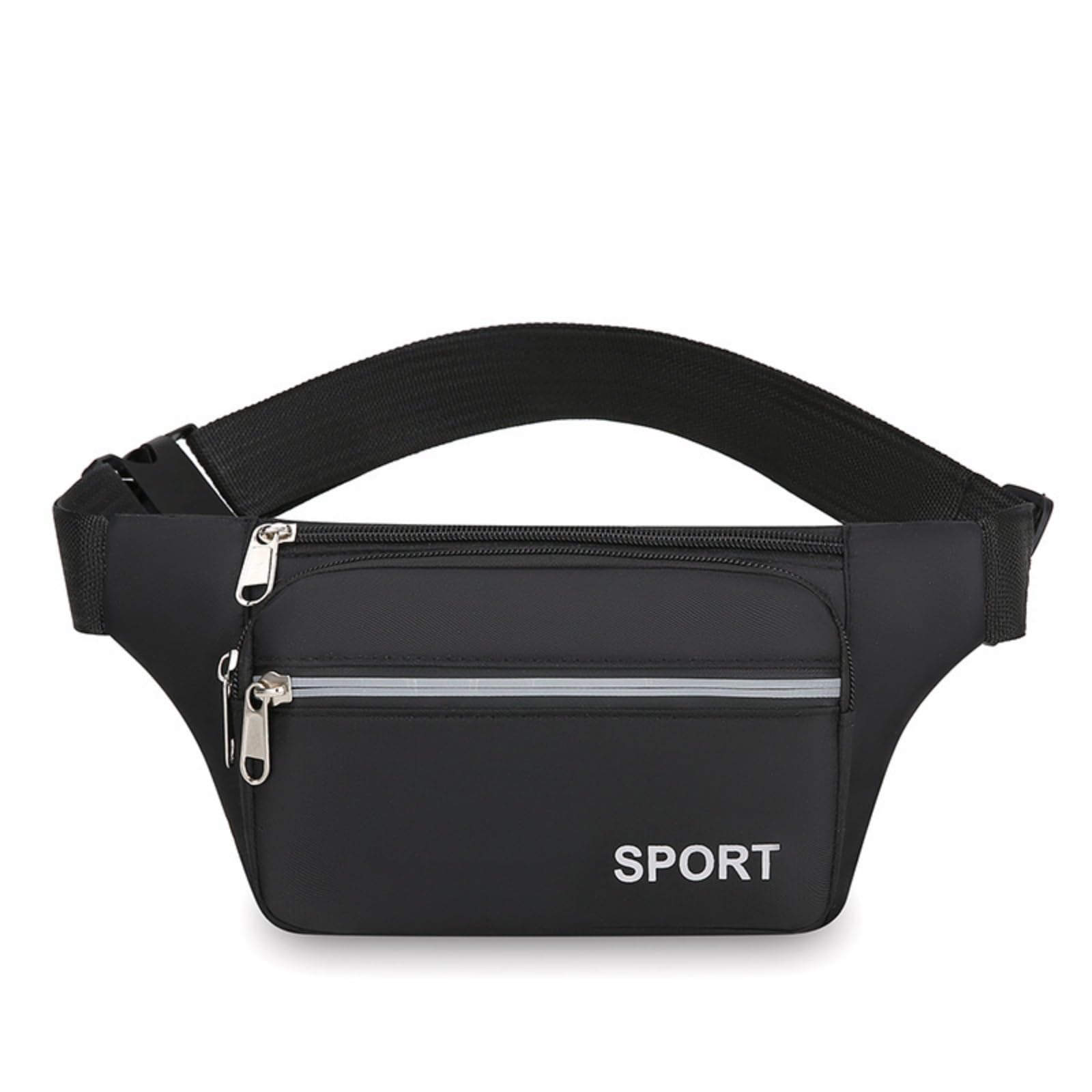 Hixingo Bum Bag for Men Women Waterproof, Bumbag Large with Zipper Lightweight Waist Pack with Adjustable Belt for Sports Running Hiking Walking Travel (Black,19x13x3cm)