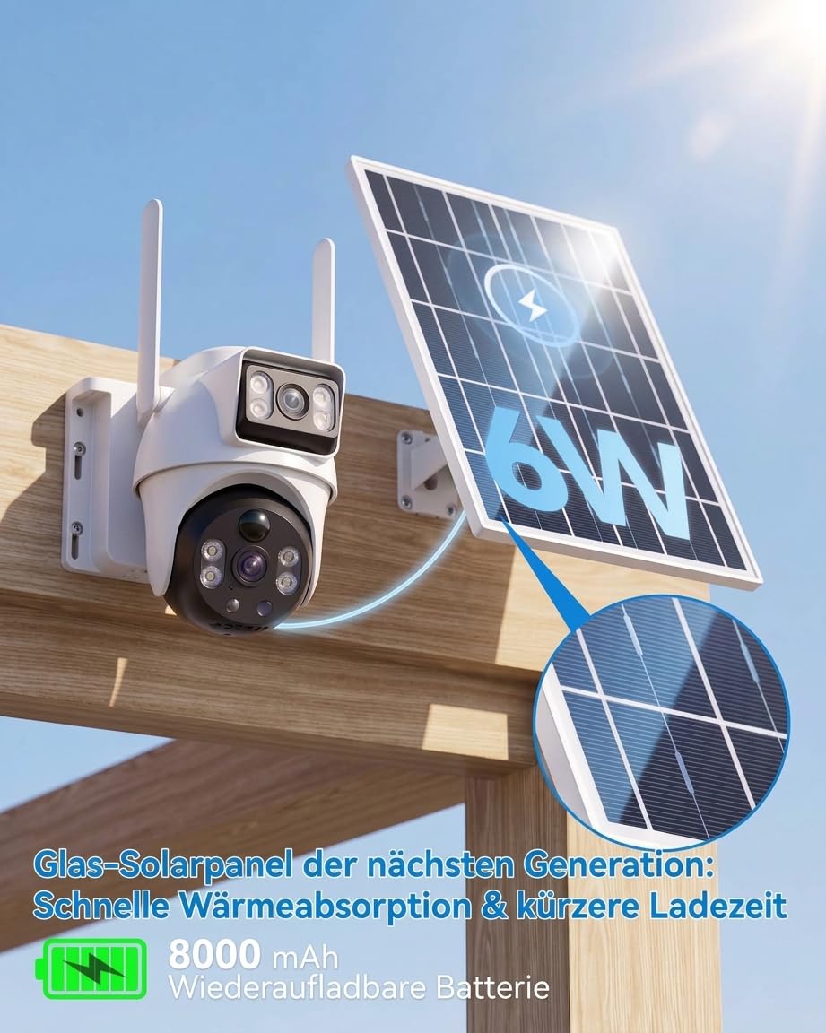 XIAOVV Telecamera di sorveglianza esterna con scheda SIM, fotocamera solare per esterni