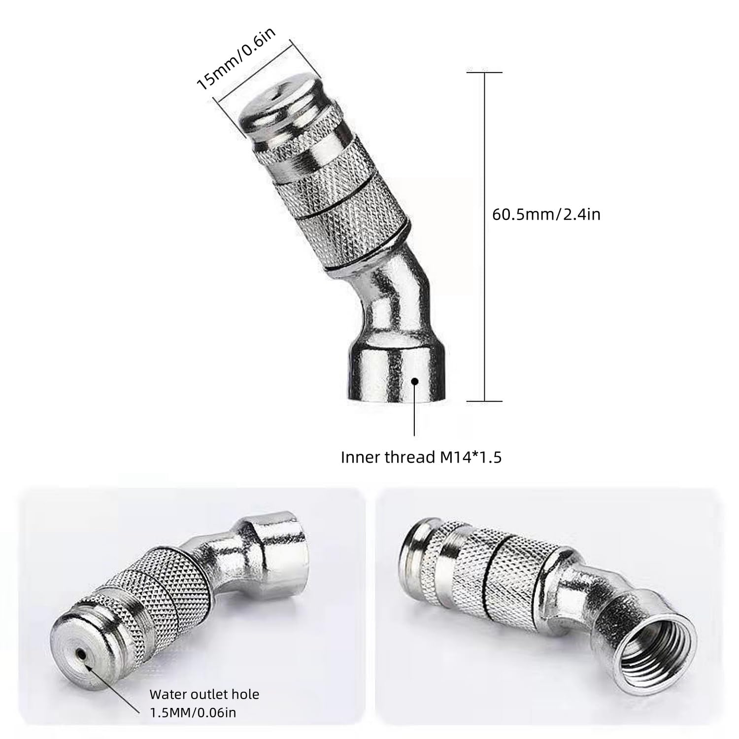2 PCS Adjustable Sprayer Nozzle Tips, 1.5mm Aperture High Pressure Mist Sprayer Nozzle, Suitable for Replacing Backpack Sprayer, Farm,Garden Irrigation, Silver