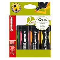 STABILO GREEN BOSS - Highlighter - Pack of 4 - Green, Pink, Orange, Yellow