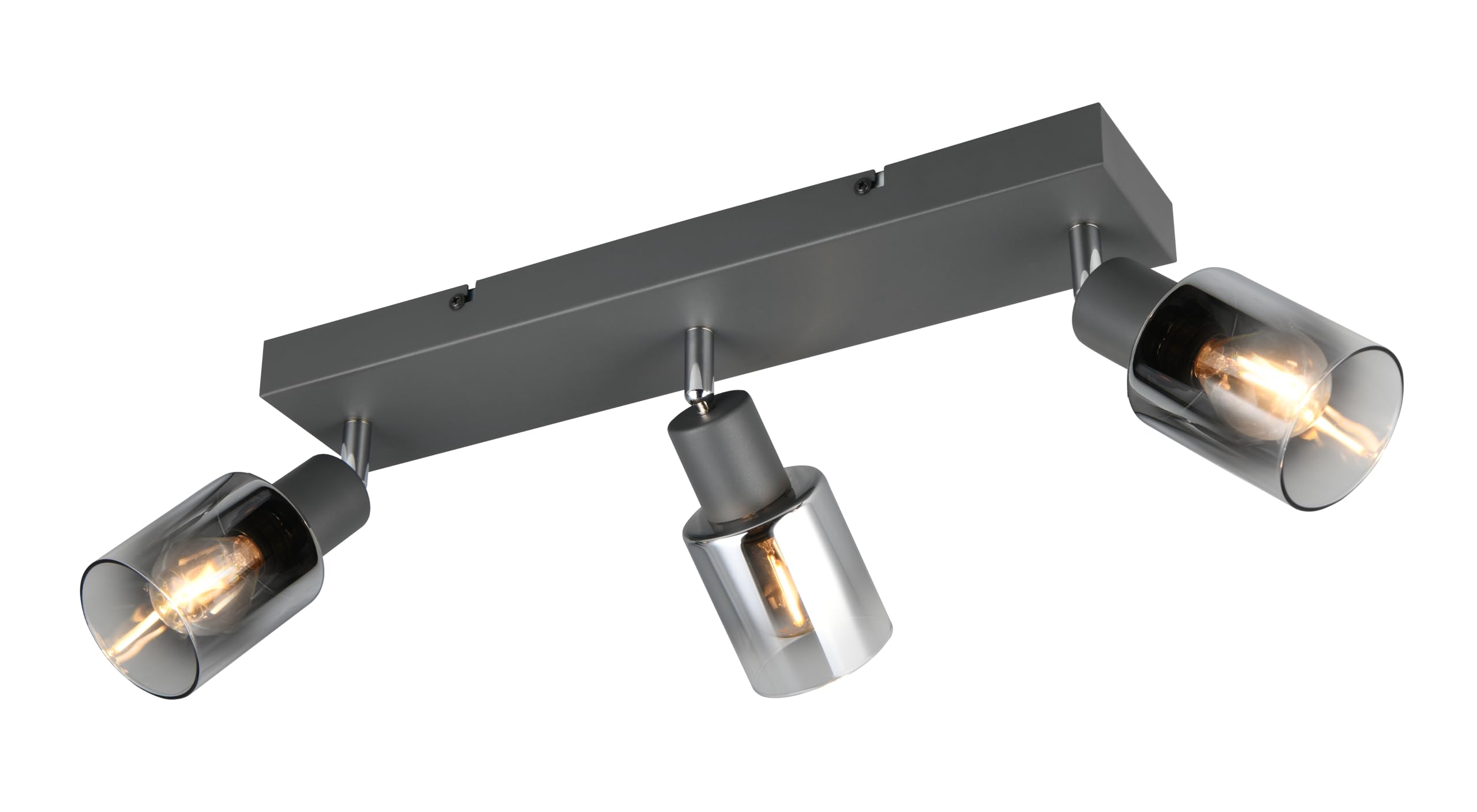 RL LIVE YOUR LIGHT Reality Leuchten Cadiz R81783042 Spotlight Bar, Anthracite Metal, Spray Chrome Glass, Excluding 3 x E14