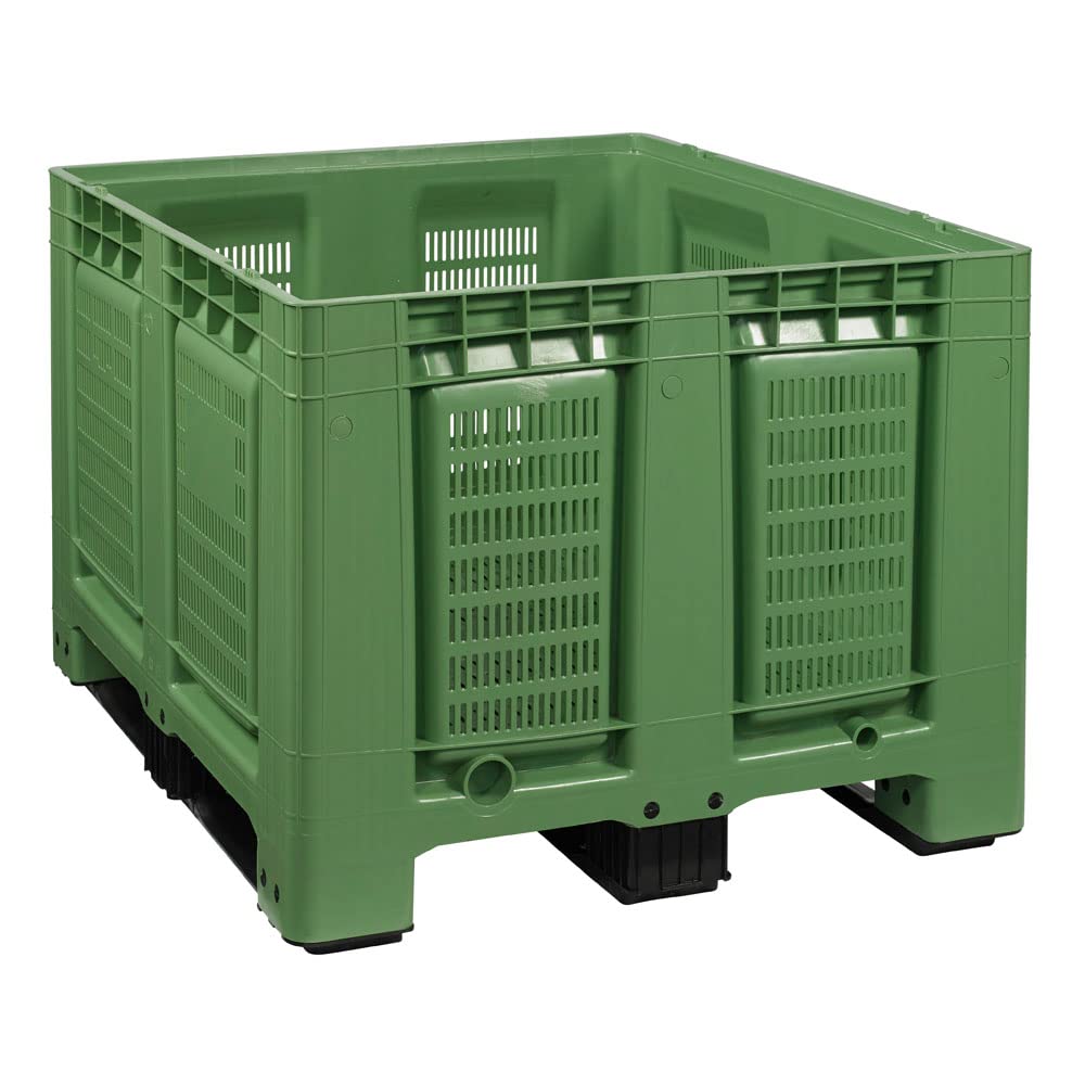 Logiplast 3 Stück Palettenboxen LxBxH: 1200 x 1000 x 790 mm perforiert mit 3 Kufen in grün