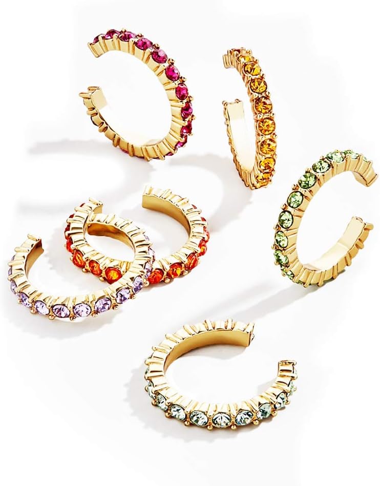 Ear Cuff Colorful Clip on Hoop Earrings for Women 6pcs set - Image 4