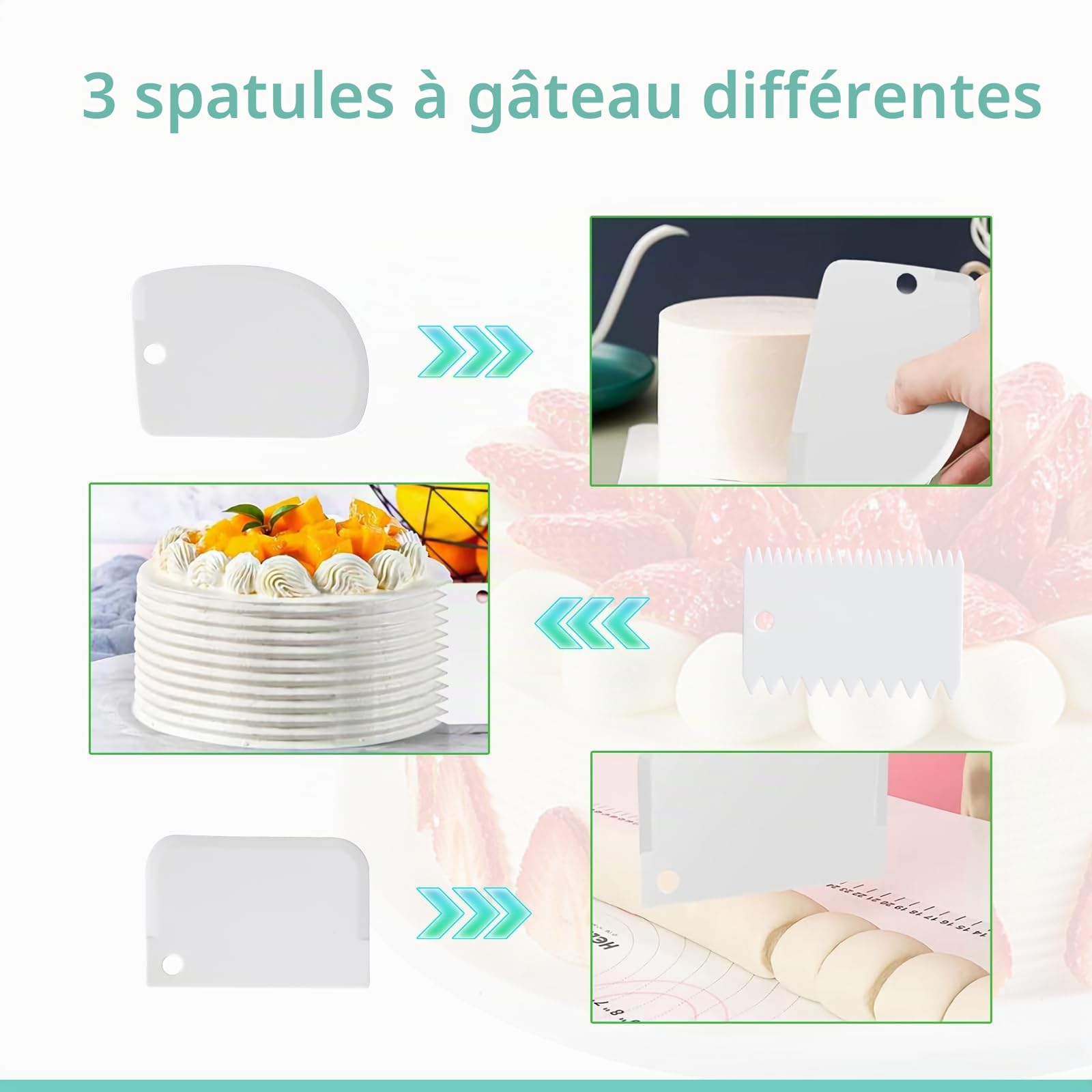 Uten Kit de Pâtisserie, 33 pcs Fournitures de Décoration de Gâteaux avec Plateau Tournant en Verre, Poche à Douille, Embouts de Passepoil, Outils de Cuisson