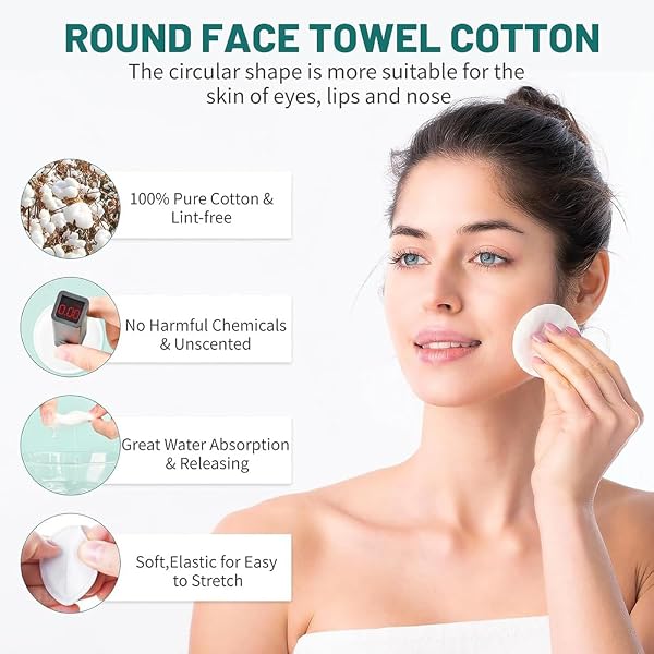120pcs Disposable Cotton Rounds, Hypoallergenic, Round Makeup Remover Pads, 6 * 6cm, for Facial Care, Makeup, Skincare, Home Or Travel, Cotton Pads, Cotton Pads for face, Makeup Remover Pads - 3