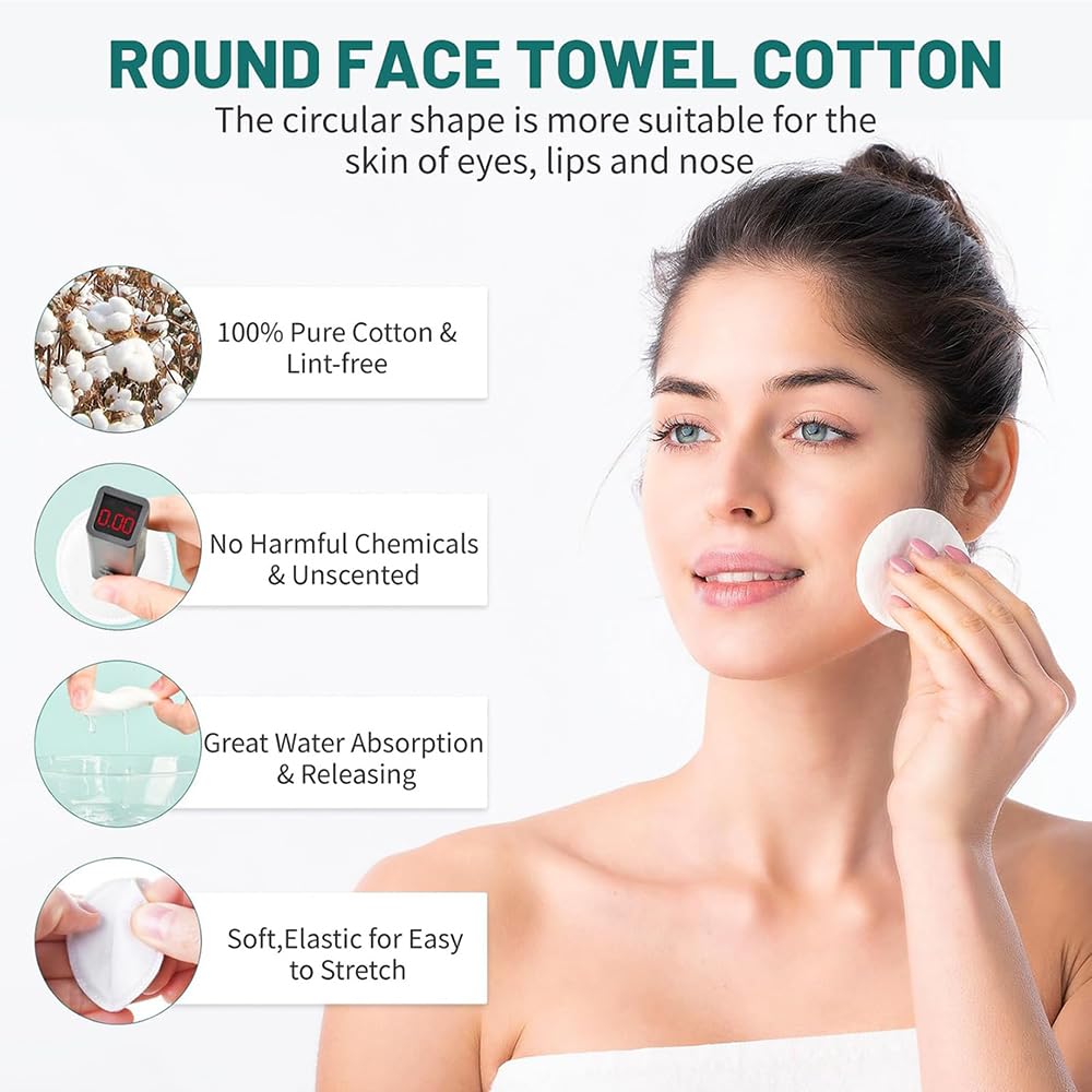 120pcs Disposable Cotton Rounds, Hypoallergenic, Round Makeup Remover Pads, 6 * 6cm, for Facial Care, Makeup, Skincare, Home Or Travel, Cotton Pads, Cotton Pads for face, Makeup Remover Pads — view 3