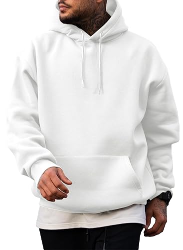 JMIERR Mens Casual Cotton Hooded Collar Drawstring Hoodies Pullover Sweatshirts