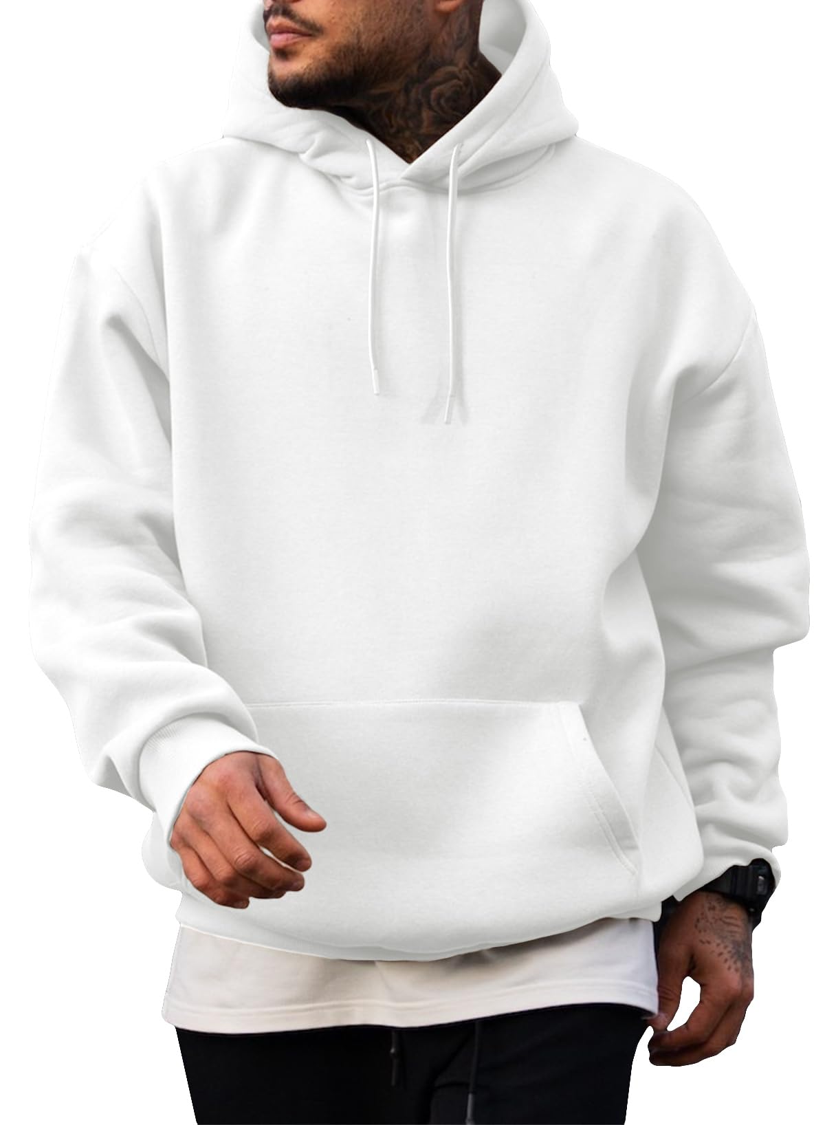 Mens Casual Cotton Hooded Collar Drawstring Hoodies Pullover Sweatshirts Casual Long Sleeve Shirts