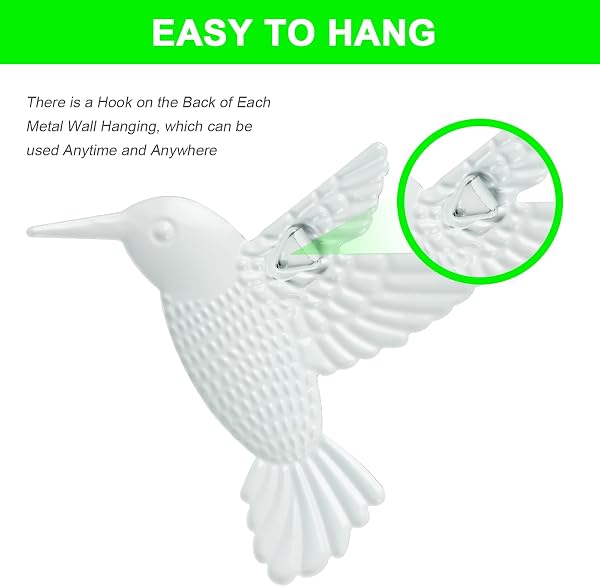 OFFCUP Metal Hummingbird Wall Decor, 4 Pack Metal Hummingbird Wall Art Decor, Wrought Iron Colorful Hummingbird Wall Sculptures, Outdoor Garden Fence Ornaments Hanging for Backyard Porch Patio - 4