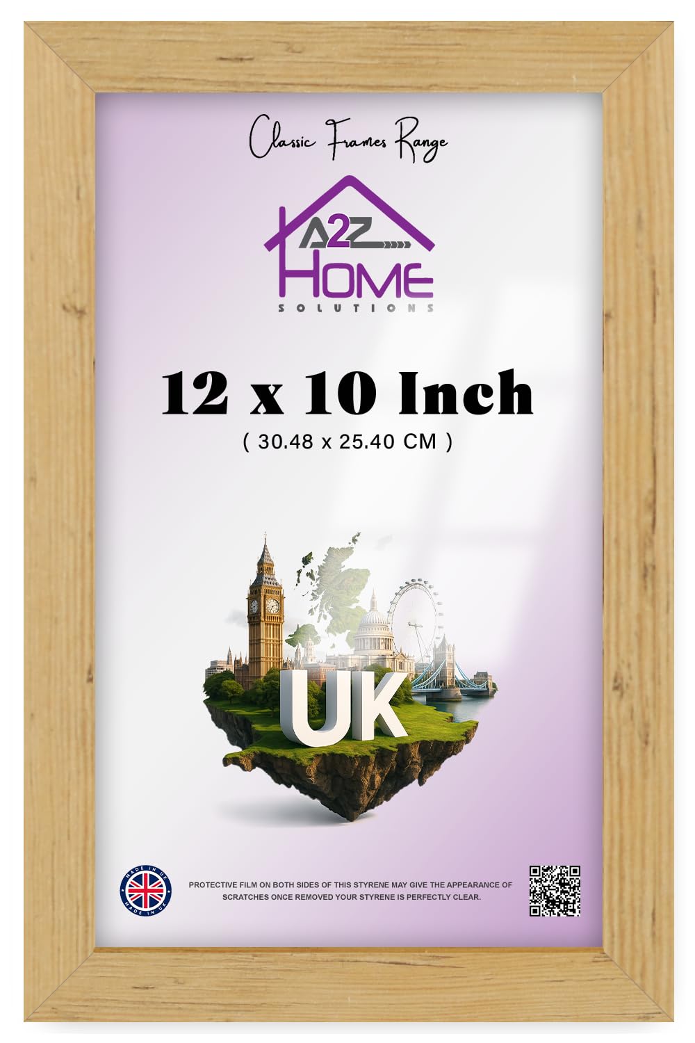 A2Z Home SolutionsClassic MDF Wooden Frame 12x10 inch | Non-Reflective Perspex, Elegant Texture, Strong Sawtooth Hanging | Perfect for Stylish Home & Office Décor | Pine