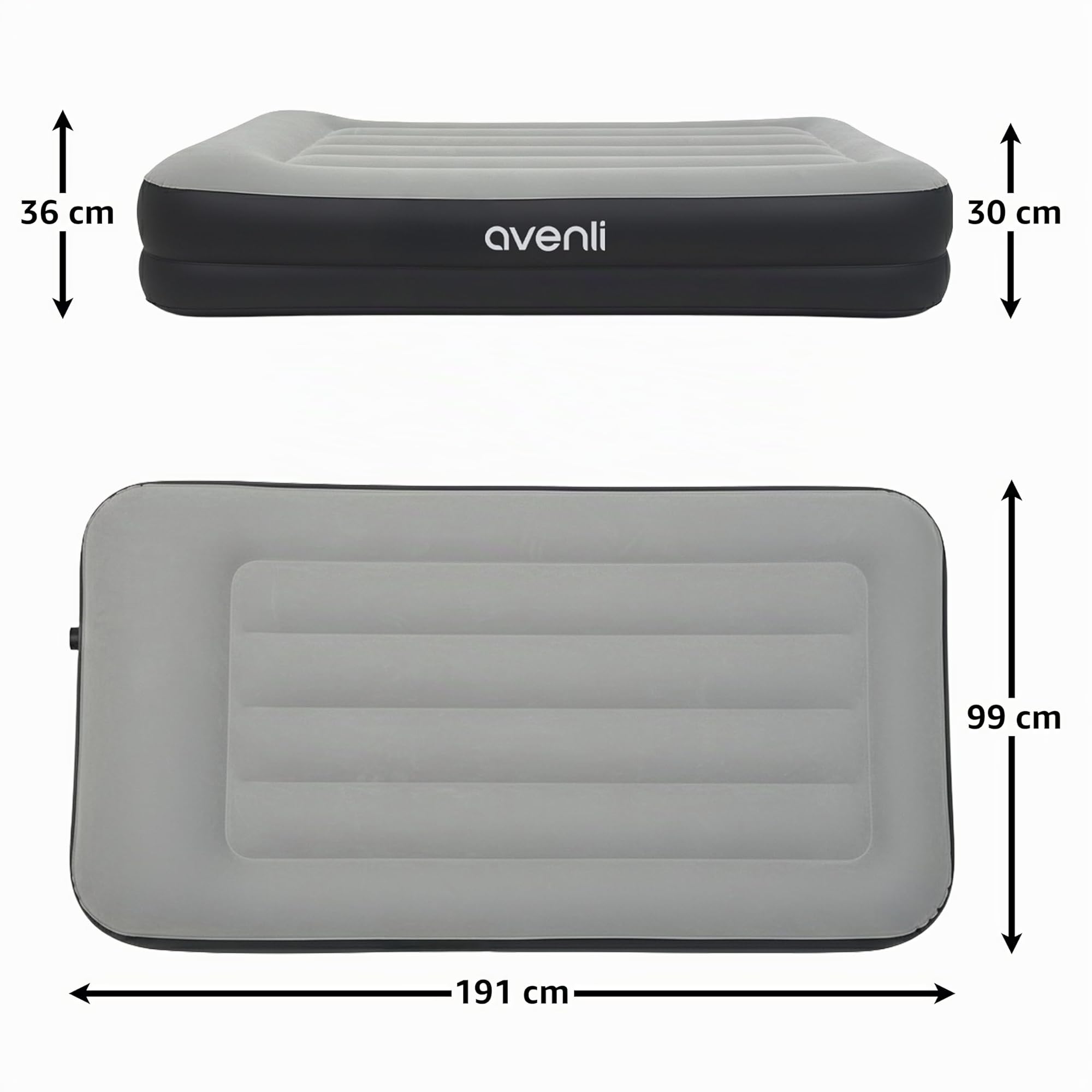 AVENLI Matelas Gonflable autogonflant Twin-Size 191x99x36 cm, 1 Personne, I-Beam, autogonflant, jusqu'à 150 kg, Gris, Camping lit d'appoint Plein air – Matelas Gonflable pour 1 Personne