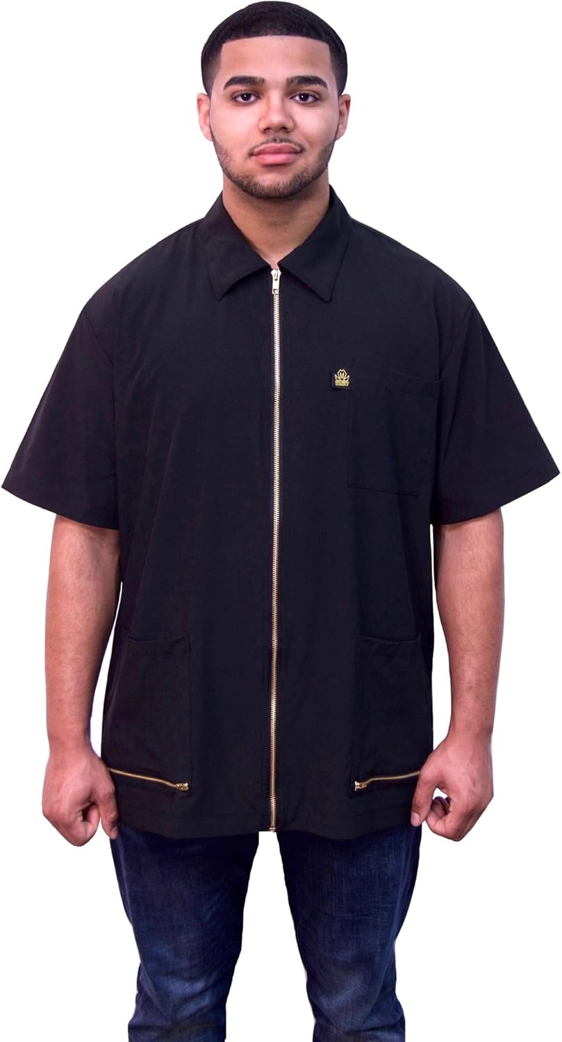 King Midas Professional Barber Jacket for Men - Ultra Lightweight Short Sleeve Barber Smock