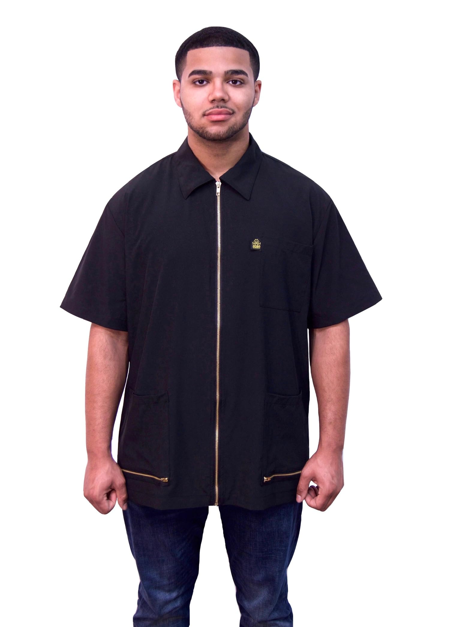 King Midas Professional Barber Jacket for Men - Ultra Lightweight Short Sleeve Barber Smock