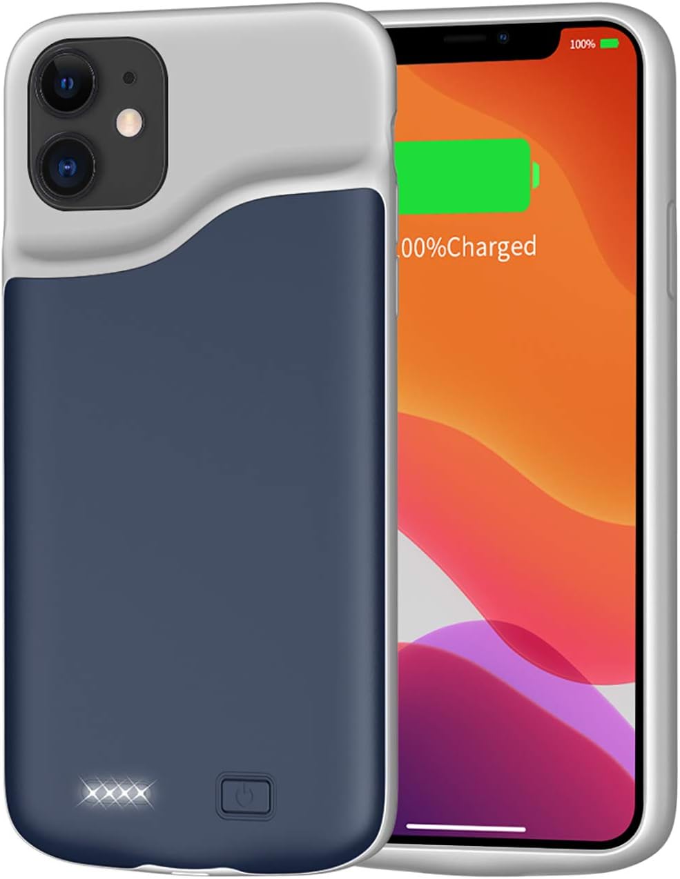 JUBOTY Battery Case for iPhone 11 6000mAh, Ultra Slim Anti-Fall Portable Backup Power Bank Protective Charging Case for iPhone 11 Rechargeable Extended Battery Pack Charger Case,6.1 inches (Blue)