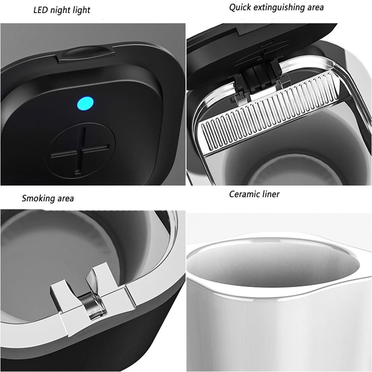 Cendrier de voiture multifonction avec lumière LED, facile à démonter et à nettoyer, parfait pour la décoration intérieure de voiture, design compact pour plus de commodité