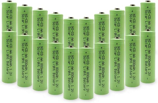 Solar Light Batteries AA NICD 800mAh 1.2V Rechargeable for Garden Lights Remotes Mice 20Pcs AA 800mAh