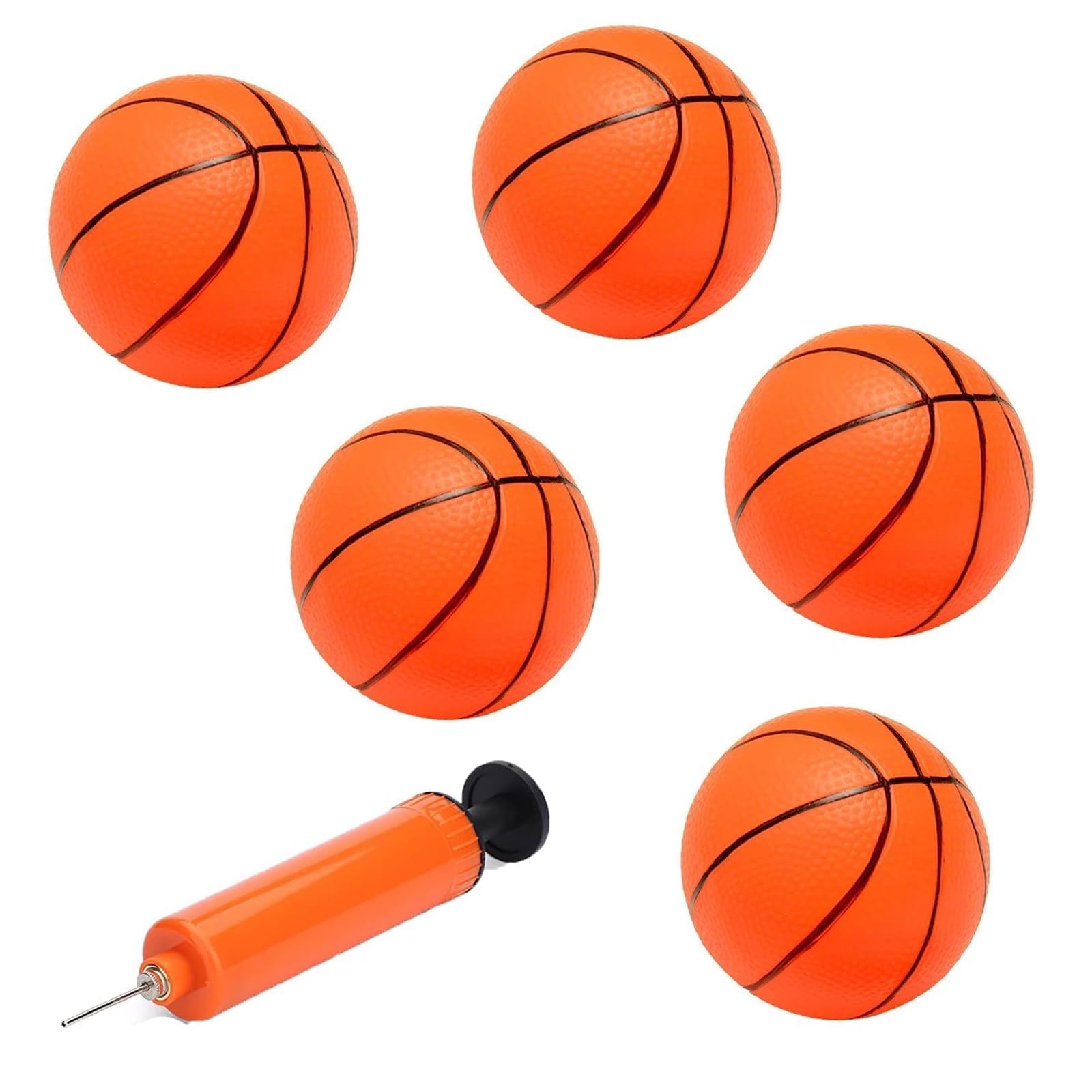 TUBAWD 5Pcs Set Mini Basketball, Basketball, 4.7" Small Basketball Set with Included Pump and Needle Basketball for Family Indoor and Outdoor Play Pool Parties (The Color of The Pump Is Random)