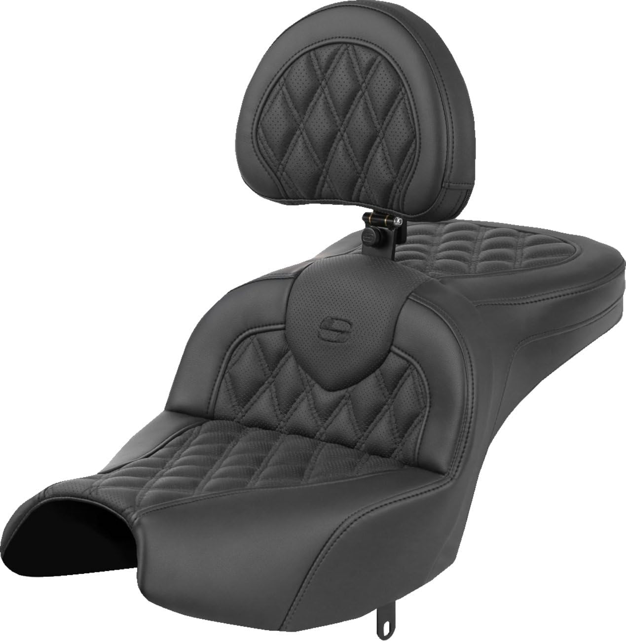 Saddlemen I22-02-182BR Roadsofa LS Unheated Seat with Divers Backrest - Black/Lattice Stitched
