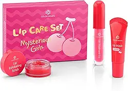 Color Nymph Lip Care Trio - Esfoliante labial, máscara labial noturna e óleo de tratamento labial, conjunto de lábios de hidratação intensa para lábios rachados secos e rachados, esfoliar e hidratar
