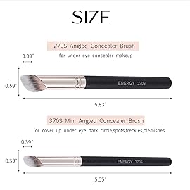 ENERGY Foundation Brushes Set - Angled Brush & Mini Concealer Brush Premium Synthetic Eye Makeup Bushes for Blending Liquid Foundation Cream Powder Cosmetics 270S/370S