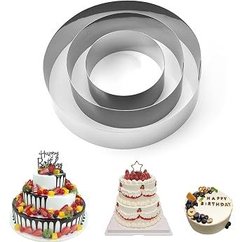 Set of 3 Cake Rings Round Baking Mould Cake Stainless Steel Cake Ring Dessert Rings Set Cake Mould Cake Accessories Cake Ring High 4.5 cm Diameter 10/15/20 cm