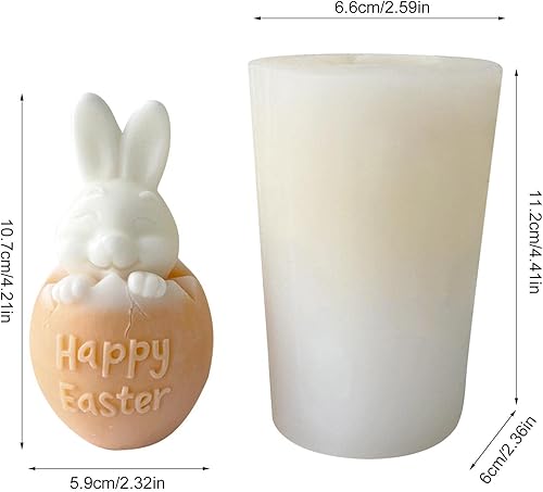 Miniatura 7 de Molde de vela de conejo de Pascua 3D – Moldes de silicona para velas de conejo de Pascua feliz, moldes de jabón de conejitos lindos, para