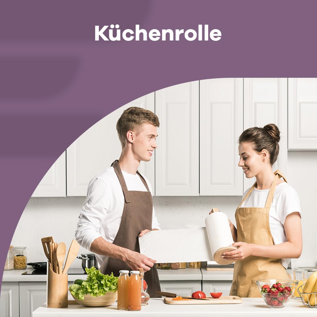 Inoverse 3-lagig Küchenrollen, 4 Rollen (8er Pack) – 50 Blätter pro Rolle, Küchenpapier aus 100% Zellstoff, Extra Saugfähig & Reißfest, Haushaltsrollen